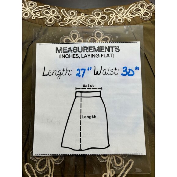 Anthropologie ODILLE Olive Green Preppy Indie Embroidered A-Line Skirt Sz 4 - Picture 7 of 7